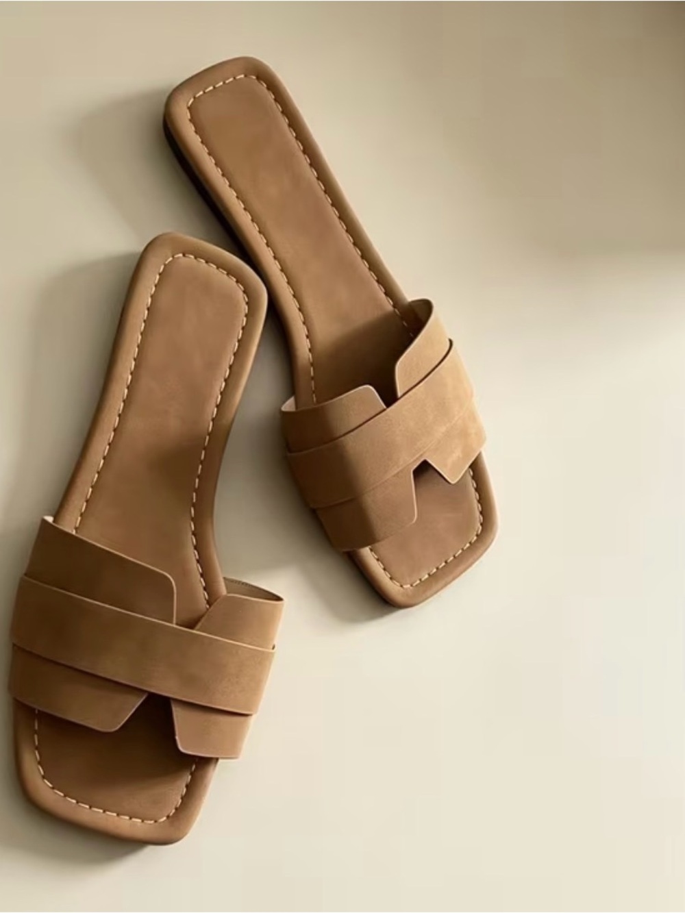 Women's Tan Slide Sandals - Casual Strappy Mule size 8 - Picture 4 of 7